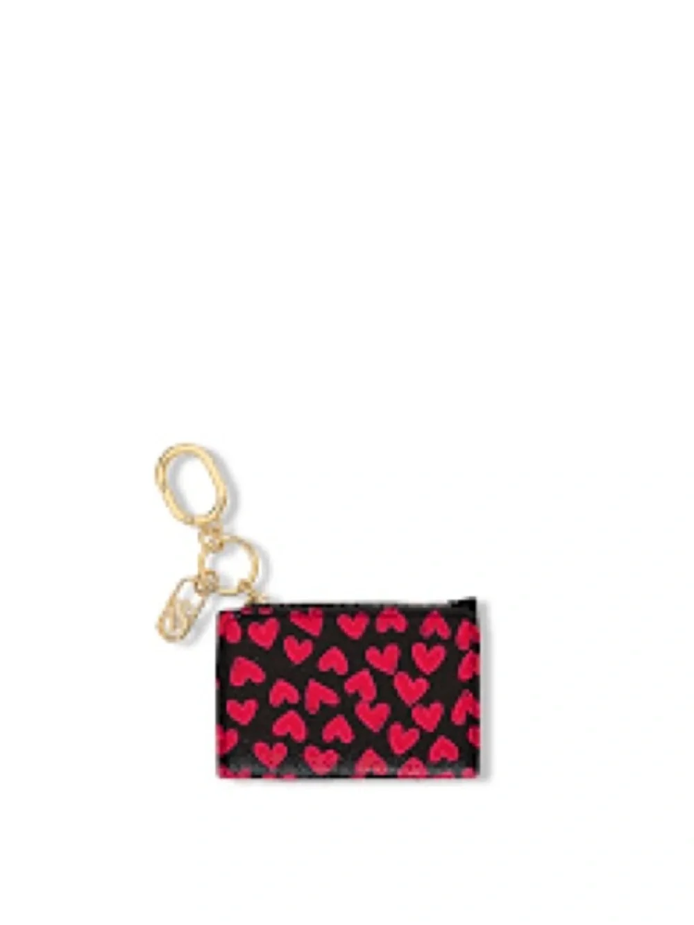 VS heart Card holder with Red Heart Print and Gold Keyring - Picture 2 of 5